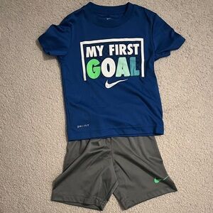 Nike Blue Graphic Tee and Gray Shorts Set